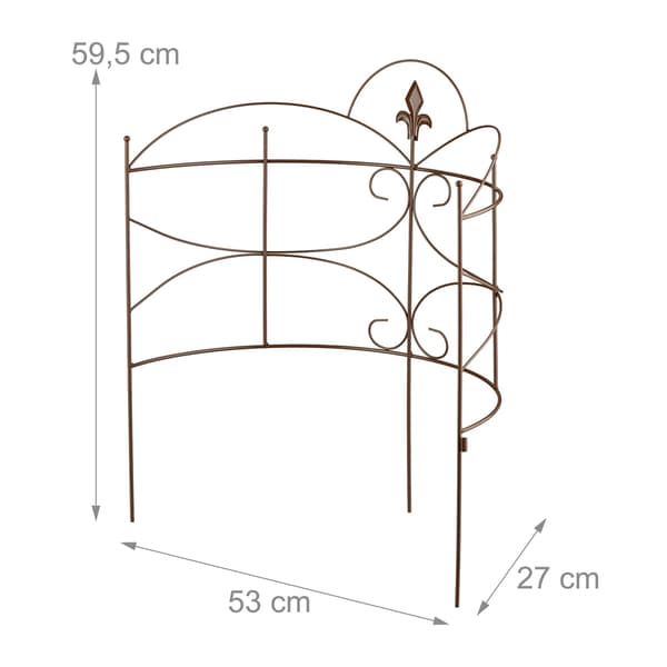 Plantestøttepæle, 2-delt jern Fleur-de-Lis design