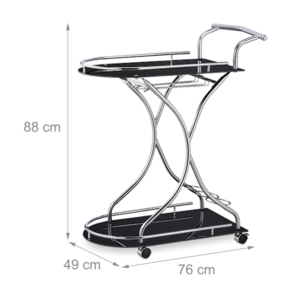 Serveringsvagn krom och svart glas