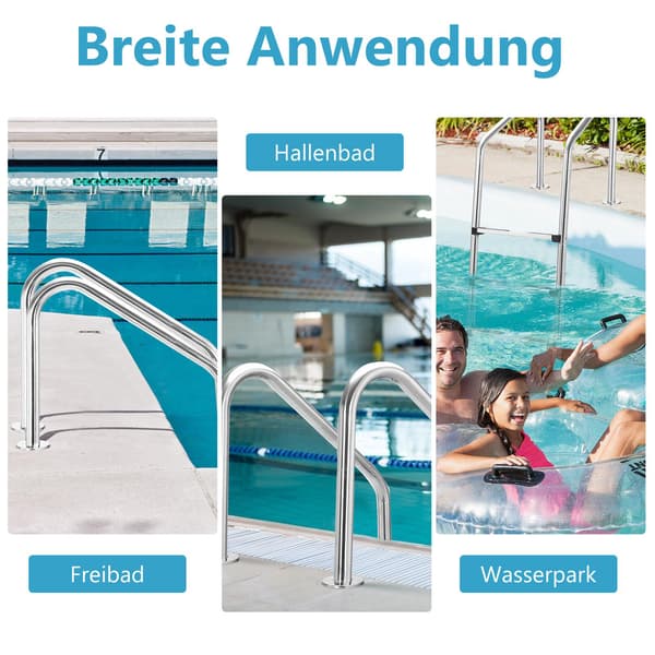 Stege för nedgrävd pool, 3-stegs rostfritt stål, halkfri