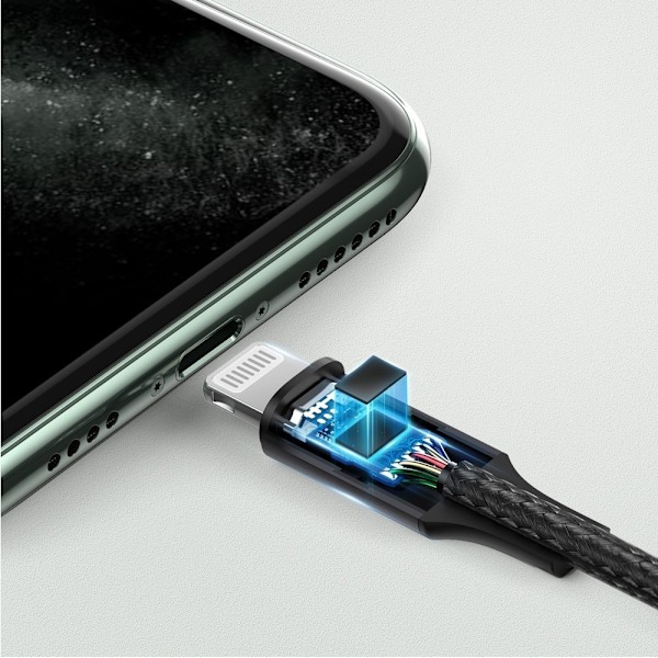 AUX lydkabel til iPhone MFI Lightning - 3,5 mm mini jack 1m grå