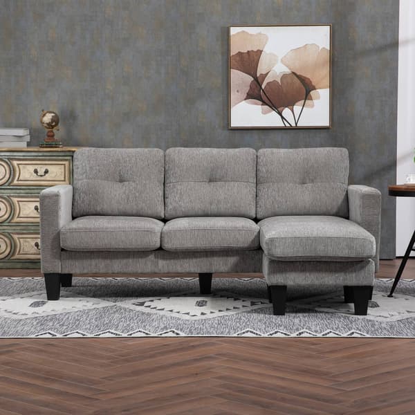 L-formad soffa, chenilletyg, brun, utrymmesbesparande design