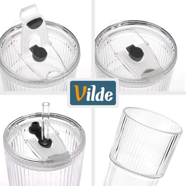 Lasimukit kansilla ja pillillä, 500 ml, 2 kpl:n setti