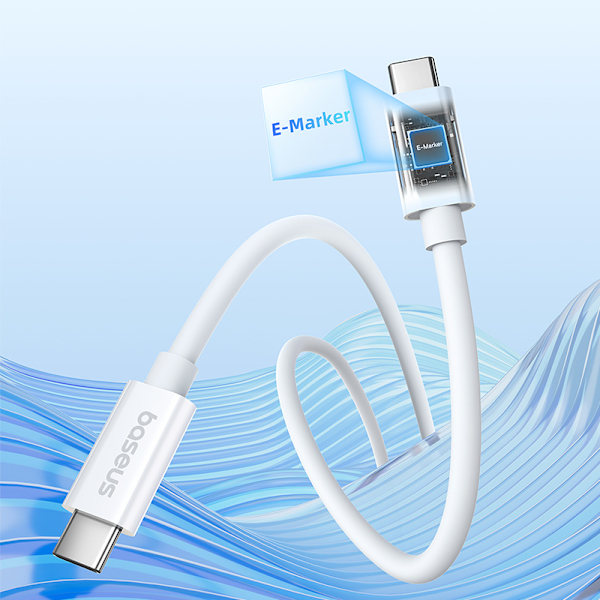Kabel USB-C - USB-C 240W PD 8K 60Hz 40Gb/s 1m hvid