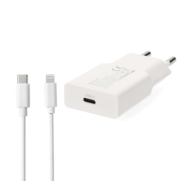 20W GaN vægoplader med USB-C til Lightning-kabel