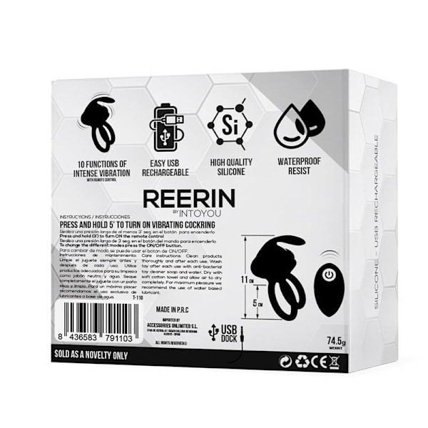 Reerin Dual Vibrating Ring USB Fjernbetjening USB Silikone