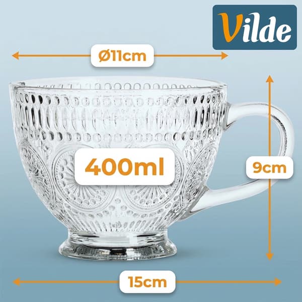 Kaffe- og teglassæt, 400 ml, 6 dele