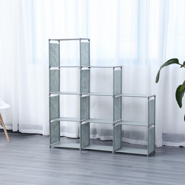 Herzberg HG-03633: 9-lags trappehylde Bogskab opbevaringsstativ (125x125cm) - Grå