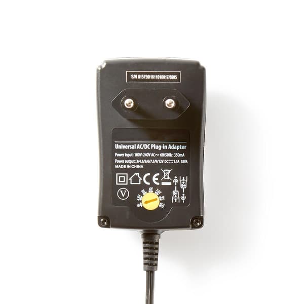 Universal AC Power Adapter | 18 W | 3 - 12 V DC | 1.80 m | 2.1 A | 6 plug(s) | Sort