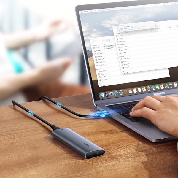 Taskukotelo M.2 SuperSpeed ​​10Gbps SSD + USB-C kaapeli 0,5m harmaa