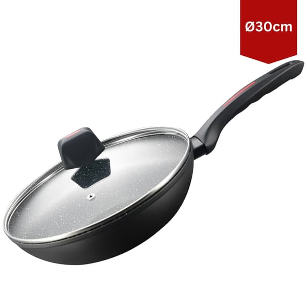30 cm marmor non-stick wokpande, induktionskompatibel