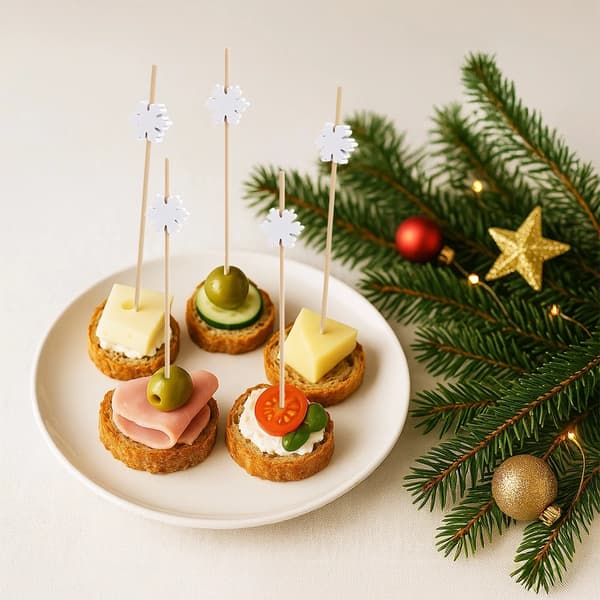 Bambu Snöflinge Cocktailpinnar, 12 cm, 20-pack