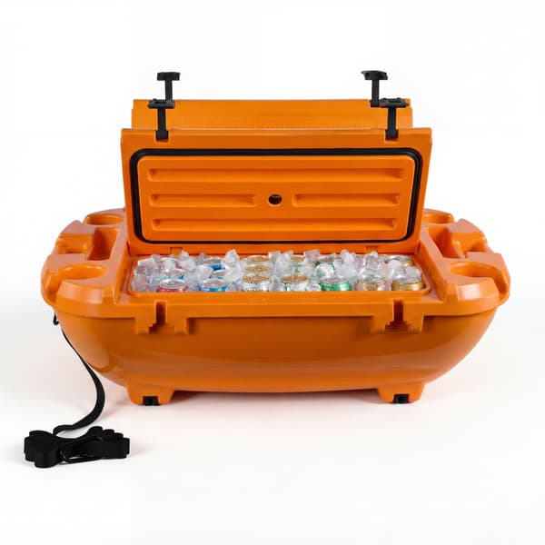 Flydende køler 40 qt, slæbetov, tør opbevaring, orange