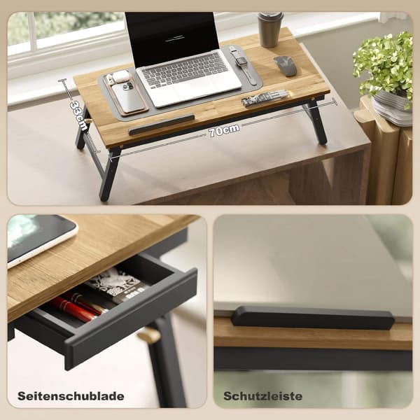 Justerbart laptop-sengebord med skuffe, foldbart
