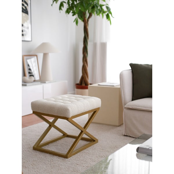 Puf Altin Capraz - Creme