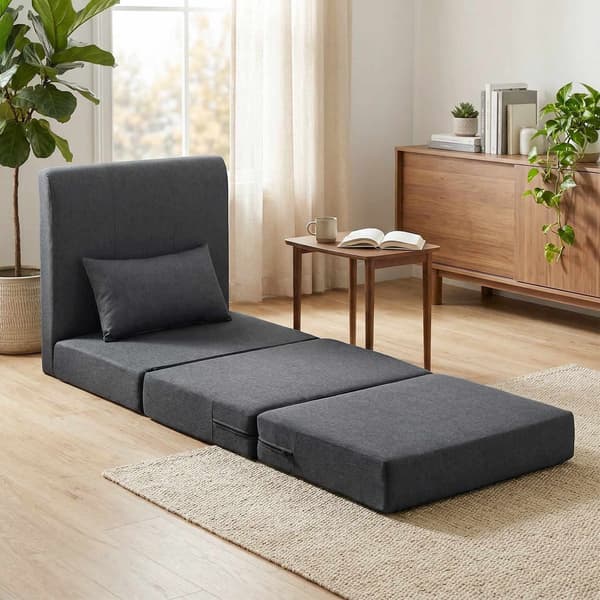 Sovesofa med hørtekstur, mørkegrå
