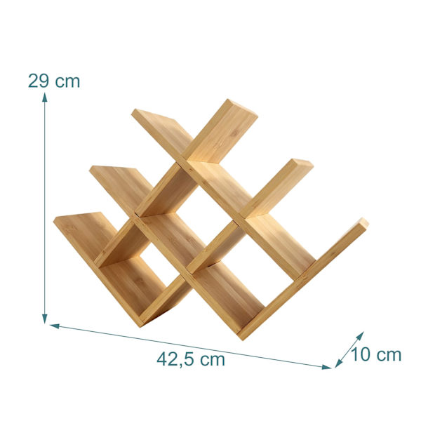 Vinställ i bambu – Rymmer 8 flaskor, W-formad design