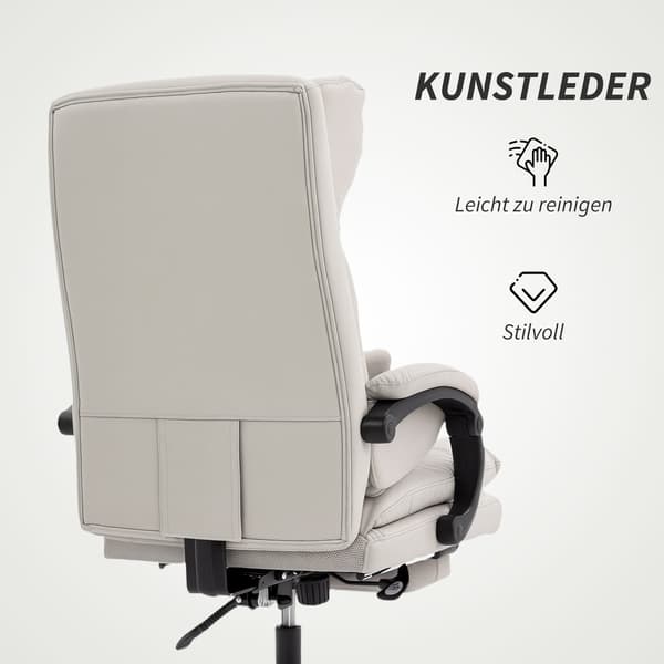 Ergonomisk kontorstol, justerbar, lændestøtte, lysegrå