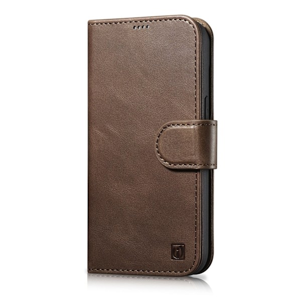 2-i-1 læder Flip Cover iPhone 14 Pro Anti-RFID olievoks pung etui mørkebrun