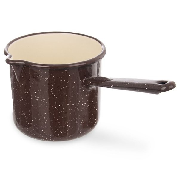 Traditionell stål emaljerad kastrull, 12 cm diameter