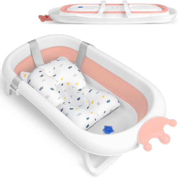 Babybadekar med pude RK-280 hvid/pink