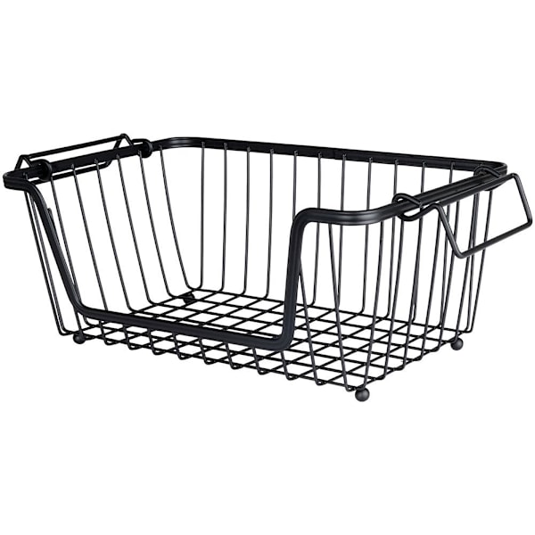 Hedelmä- ja vihanneskori mustaa metallia, pinottava