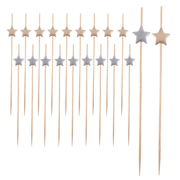 Bambucocktailpinnar, stjärnformade, 12 cm, 20-pack