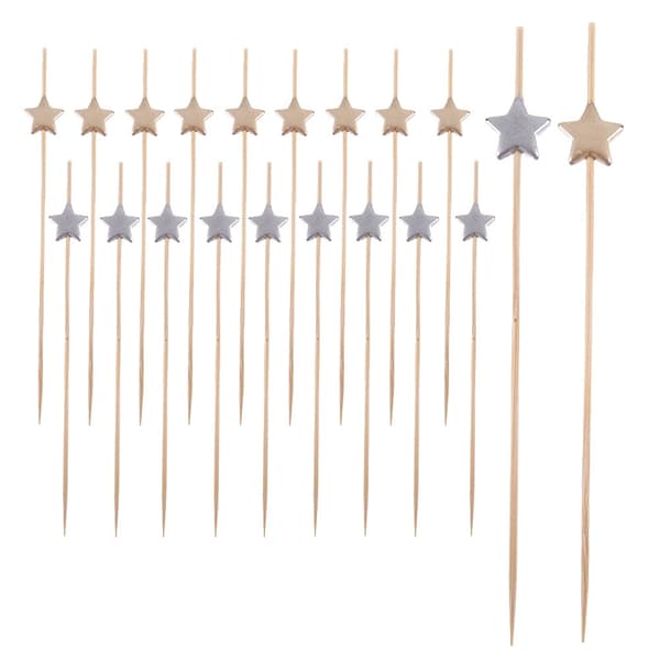 Bambus cocktailpinde, stjerneformede, 12 cm, 20 stk.