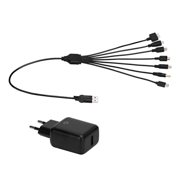 EGOGEAR 7in1 Cable SCH7 AC Adapter for Retro Consoles Svart