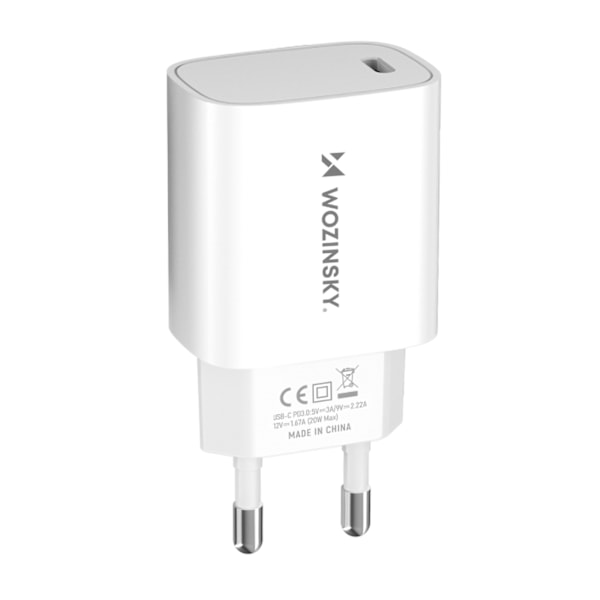 20W USB-C väggladdare 100-240V vit