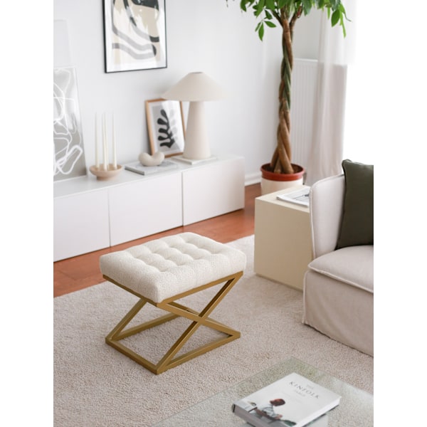 Puf Altin Capraz - Creme