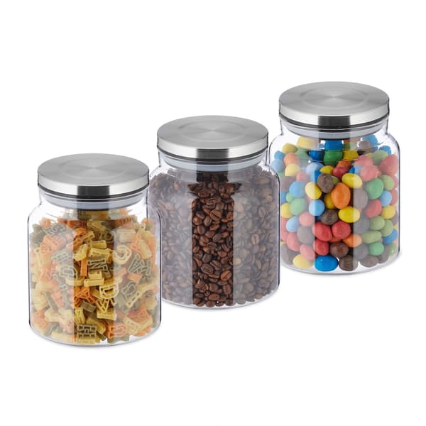 set med 3 förvaringsburkar med lock 1100 ml