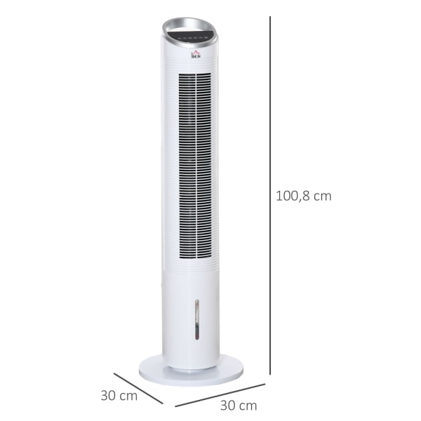 Ilmanjäähdyttimen Tornituuletin Vesijäähdytyksellä, Kaukosäädin, Ilmankostutus, 8H Ajastin, 20㎡, 60W, Ø30X100.8H Cm