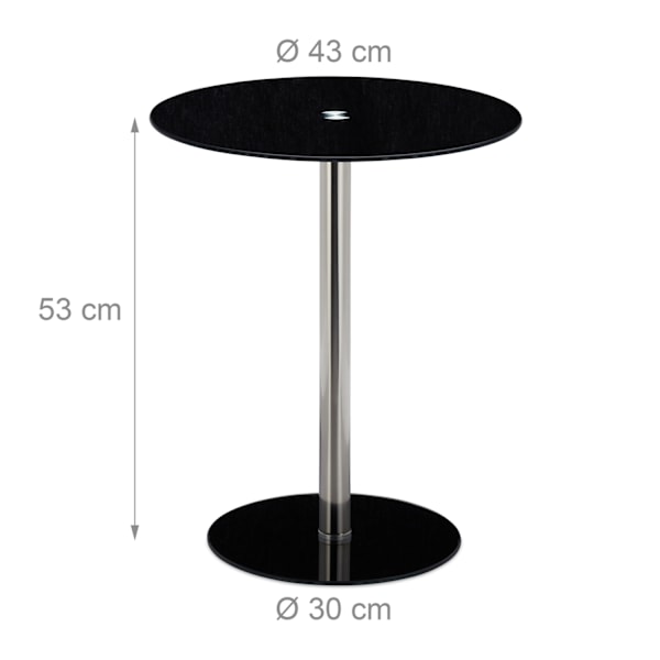 Sidebord i glas og rustfrit stål