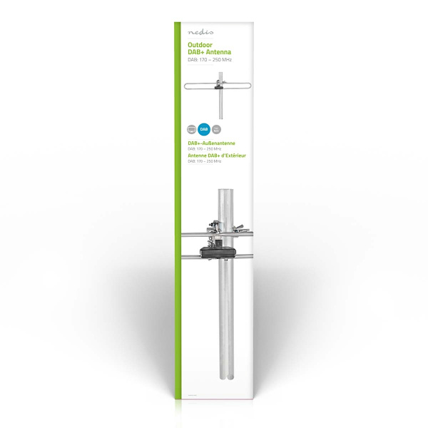 Ulkona DAB + Antenni | Passiivinen | Vastaanottoalue: 0-50 km | Vahvistus: 4 dB | Alumiini