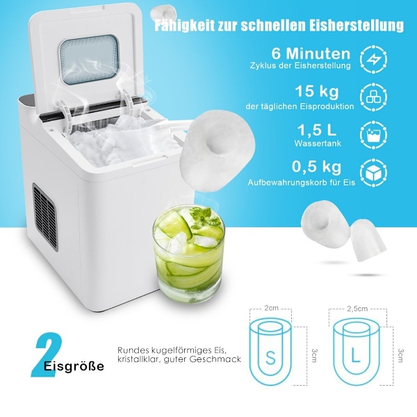 Ismaskin för ismaskin med värmeisolering 22,5 x 32 x 32,5 cm vit
