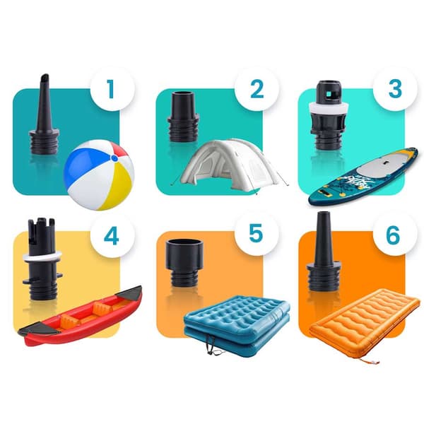 Elektrisk SUP-pumpe, 12V bilstrøm, 6 dyser, 20 PSI