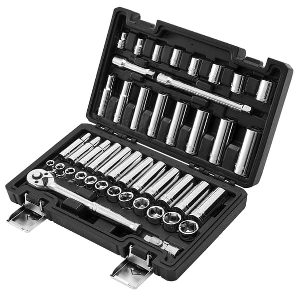 Topnøglesæt, 44-delt 3/8"-drev SAE metrisk, kuffert