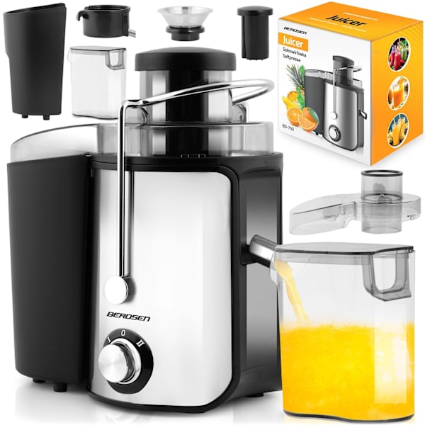 Juicer 600W, Rustfrit Stål, Sort, 0,5L Kapacitet