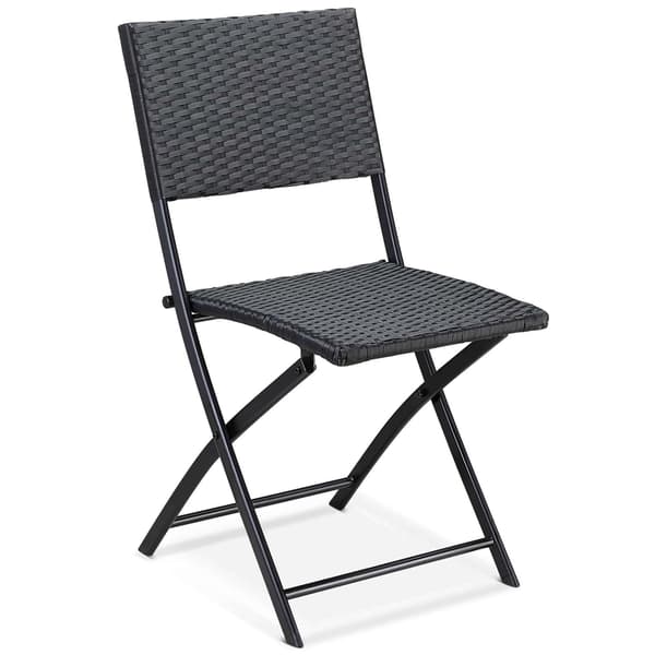 Polyrattan klapstole, 2-pak, sort, udendørs/indendørs brug
