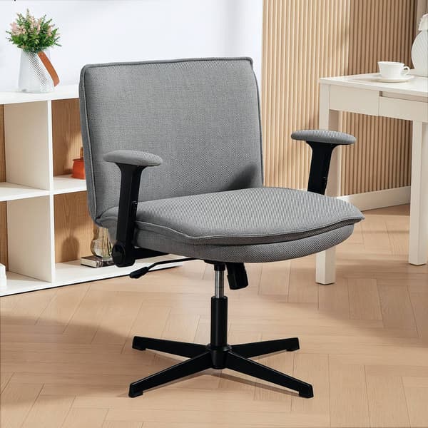 Kontorstol, Foldbare armlæn, Bredt linnedlook, Justerbar højde