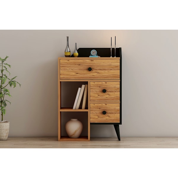 Kommode Star - Atlantic Pine, Sort