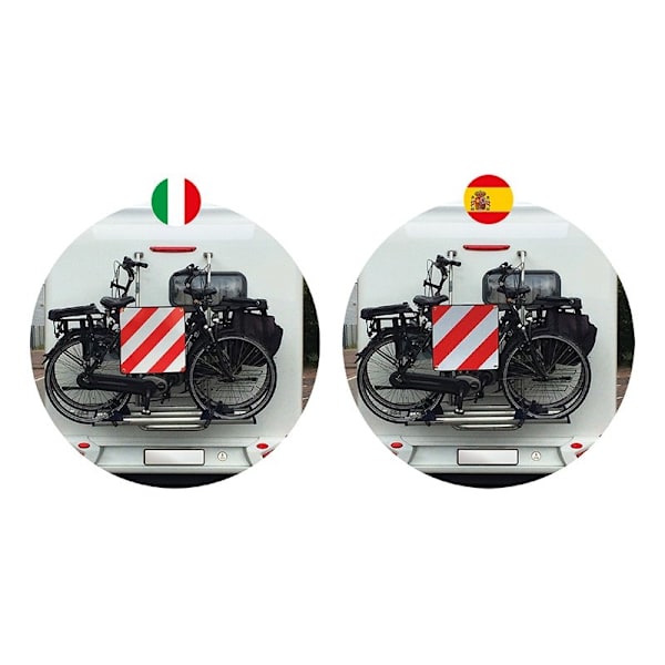 Bakre varningsskylt aluminium 50x50cm för Italien/Spanien 2 i 1