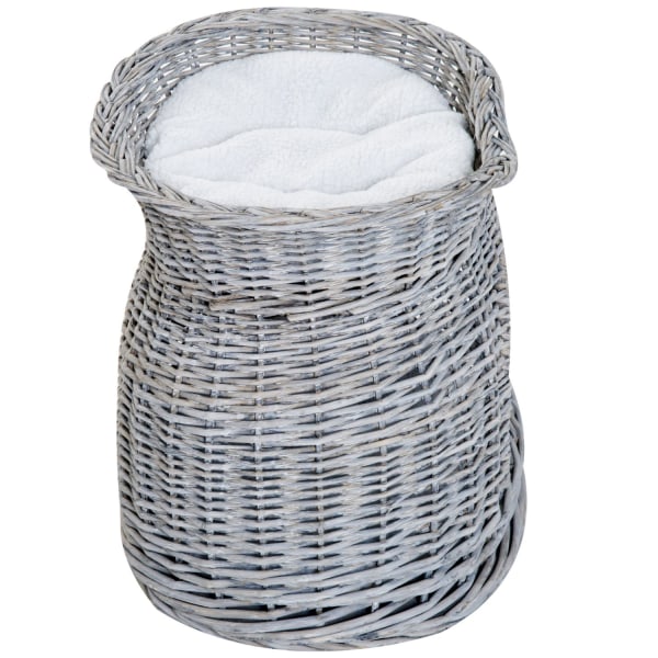 Rattan Cat Basket Elegant Cat Hut Med Pude Og Baldakin Kæledyrss