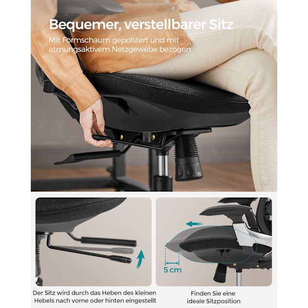 Ergonomisk kontorsstol i mesh med justerbart svankstöd
