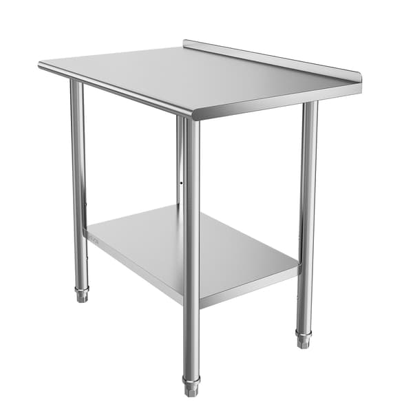 Arbejdsbord i rustfrit stål 91x61 cm, bagplade, underhylde