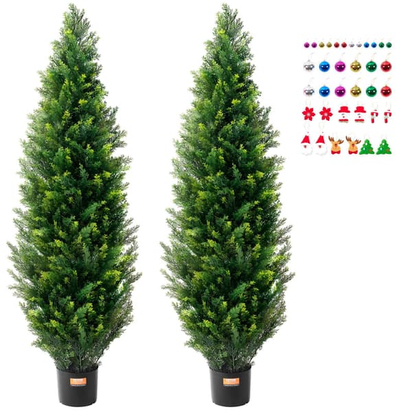 Konstgjorda cederträd, 2-pack, 60 tum, UV-resistenta