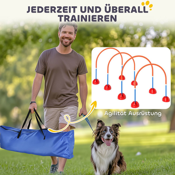 Agility Set Dogs 5-osaiset täytettävät agilityvarusteet koirien harjoitteluun aitasarja säädettävillä agilityovilla kantolaukku koulutustarvikkeet koo