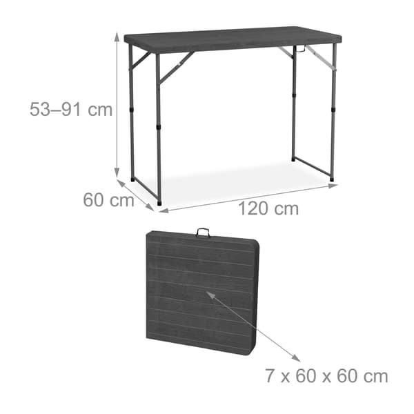 Hopfällbart trädgårdsbord, höjdjusterbart