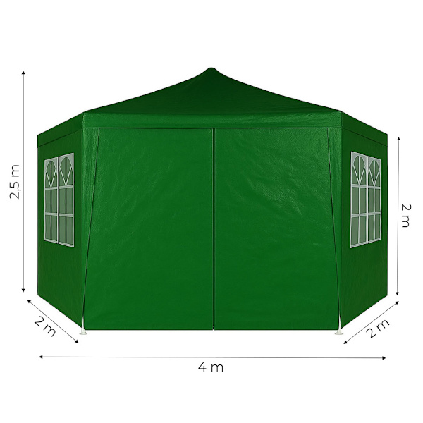 Garden Trade Pavilion Teltta 2x2x2 m Windows Green MultiGardenilla