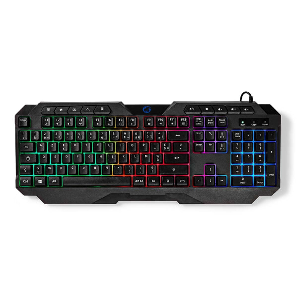 Trådat Gaming Tagentbord | USB Type-A | Membrantangenter | LED | AZERTY | FR Layout | USB ström | Strömkabel längd: 1.30 m | Multimedia Svart